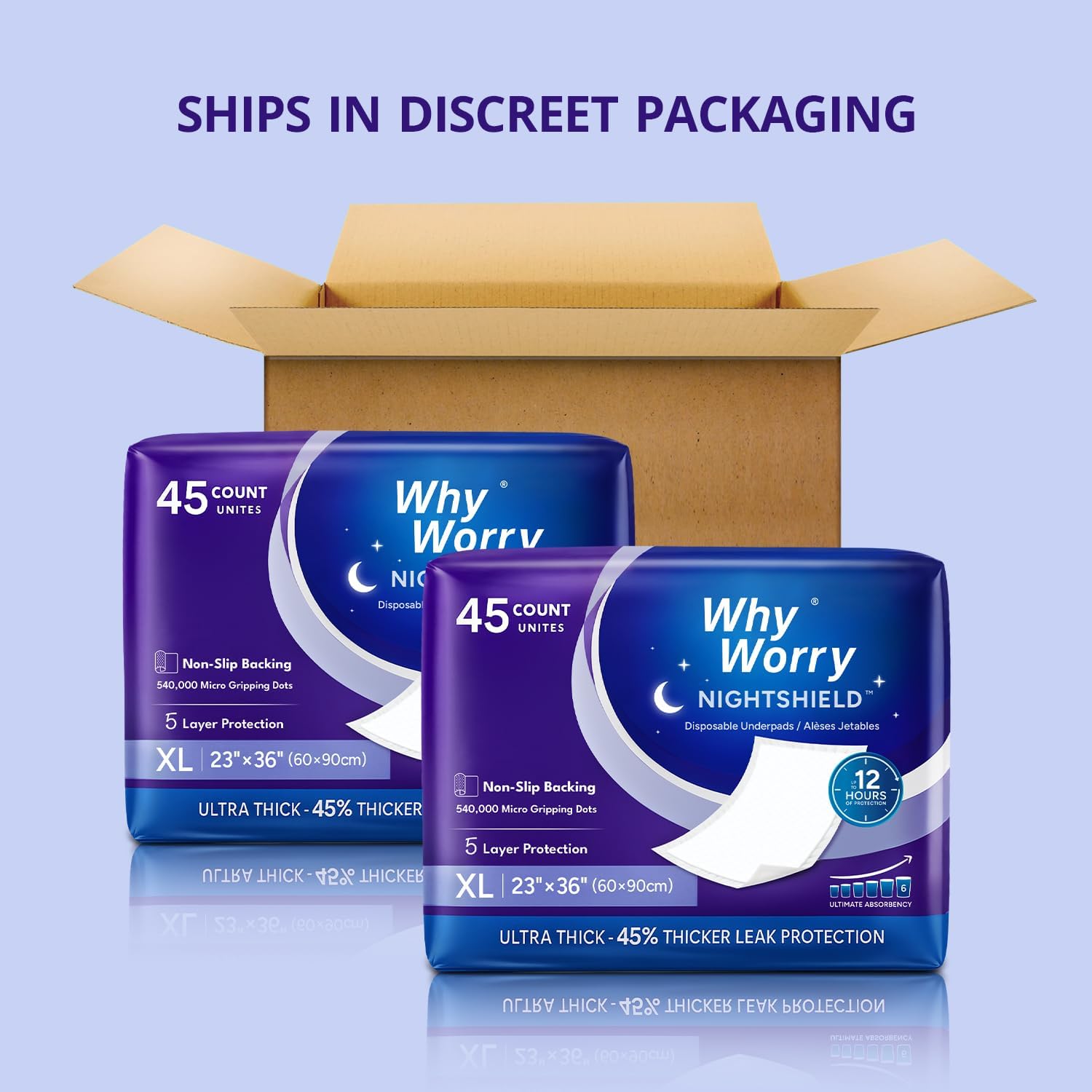 whyworry nightshield disposable incontinence bed pads 60 x 90 cm, bed wetting mats for adults with non slip grip, underpads, pee pads, mattress protectors, waterproof sheets odor control, 90 count whyworry nightshield disposable incontinence bed pads 60 x 90 cm, bed wetting mats for adults with non slip grip, underpads, pee pads, mattress protectors, waterproof sheets odor control, 90 count