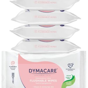 dymacare® flushable toilet tissues dermatologically tested biodegradable 24 wipes per pack (6 packs)