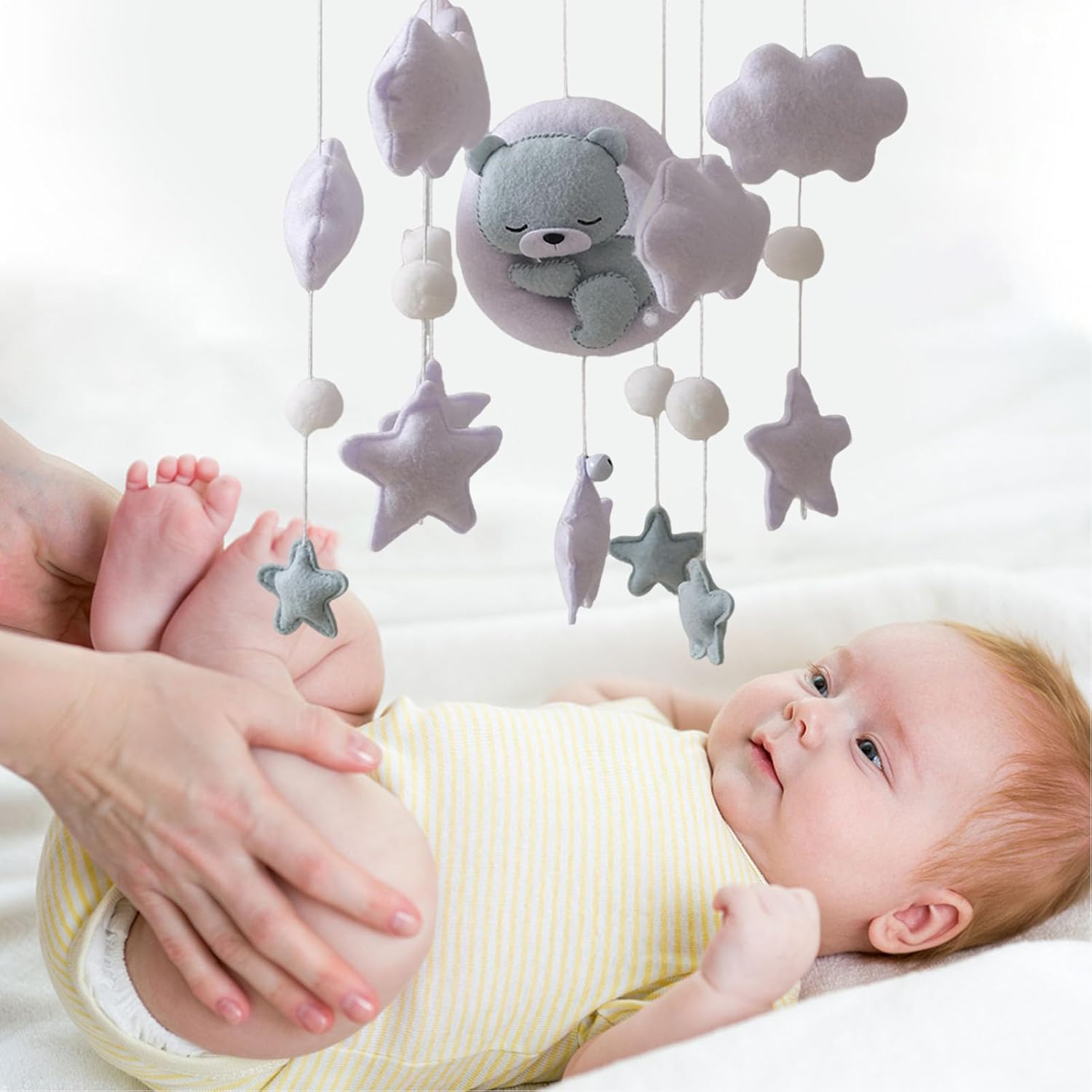 baby mobile | sleeping bear mobile for baby,cute portable nursery decor for children's room bassinet bedroom play area wall baby mobile | sleeping bear mobile for baby,cute portable nursery decor for children's room bassinet bedroom play area wall