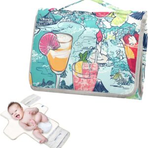 reusable diaper changing pads with tissue pocket colorful cartoon fruit cocktail portable baby changing pad infant travel kit cambiadores de pa?ales para bebes