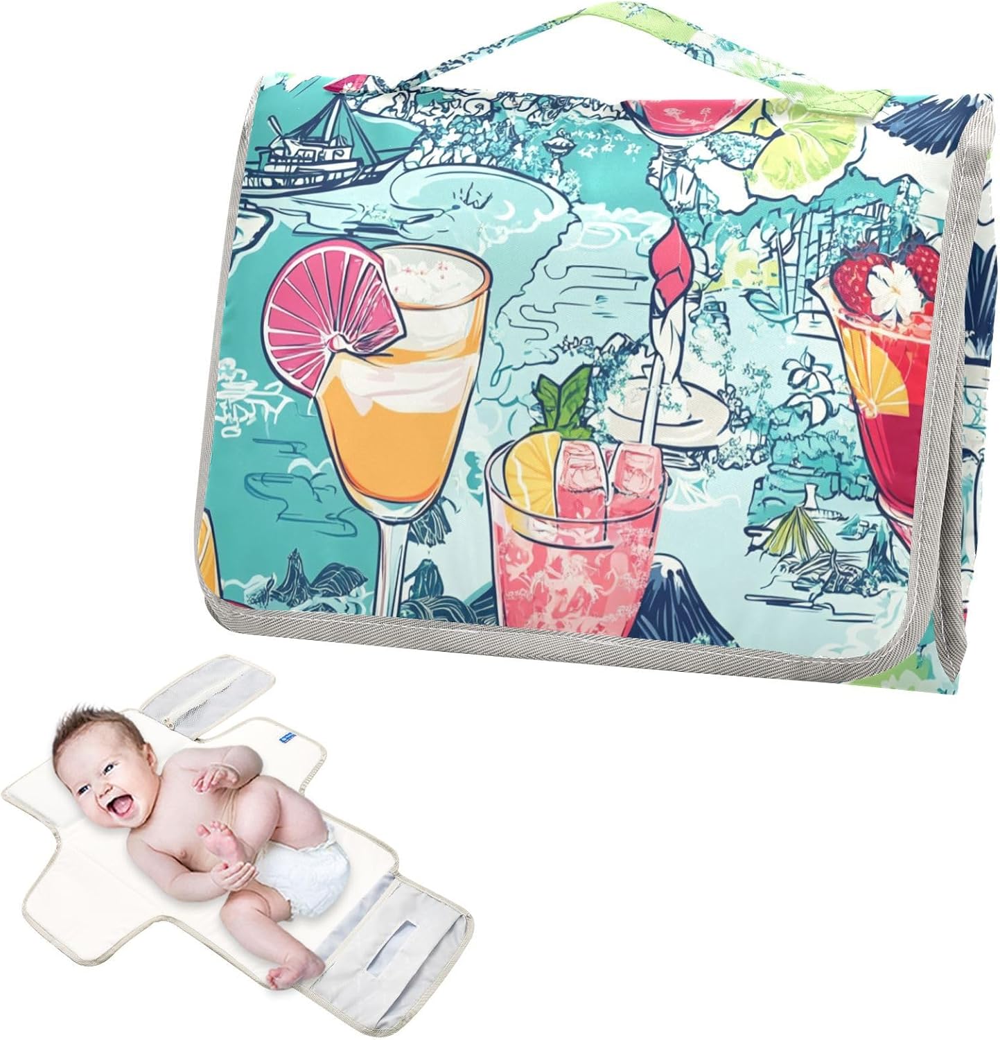 reusable diaper changing pads with tissue pocket colorful cartoon fruit cocktail portable baby changing pad infant travel kit cambiadores de pa?ales para bebes reusable diaper changing pads with tissue pocket colorful cartoon fruit cocktail portable baby changing pad infant travel kit cambiadores de pa?ales para bebes