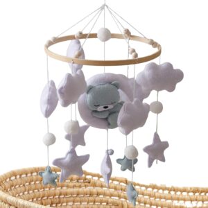 baby mobile | sleeping bear mobile for baby,cute portable nursery decor for children's room bassinet bedroom play area wall