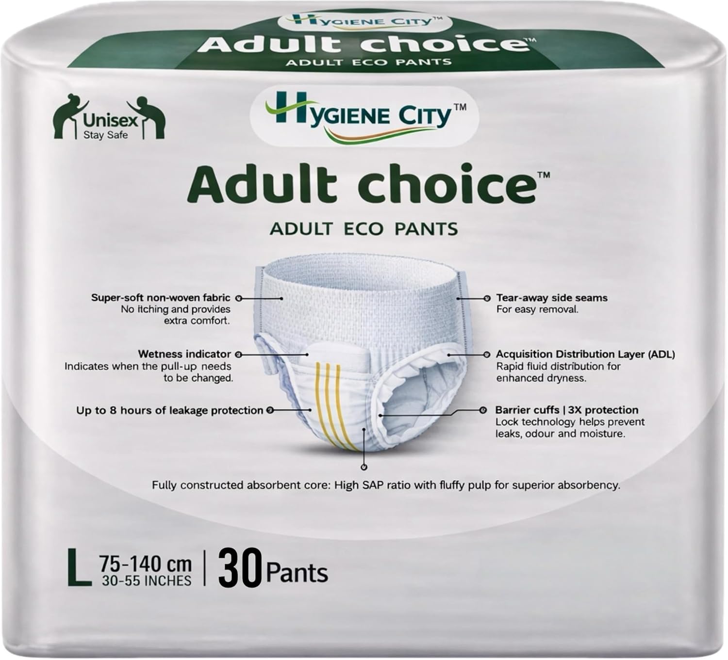 30x adult choice incontinence pants women and men, adult pull up nappies with wetness indicator, max absorbency, leakage protection, odor control (large 30 count) 30x adult choice incontinence pants women and men, adult pull up nappies with wetness indicator, max absorbency, leakage protection, odor control (large 30 count)