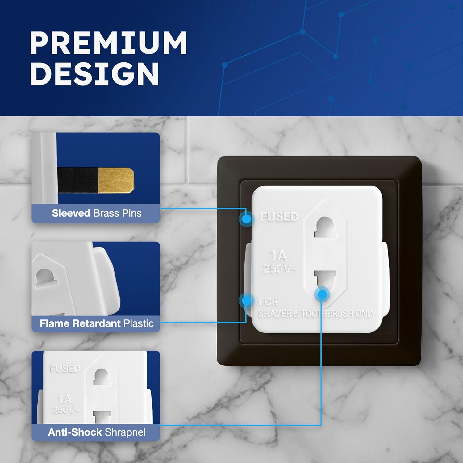 desiretech uk shaver adaptor plug fused 1a 250v 2 pin to 3 pin converter ce certified plug for electric shaver & toothbrush compact, heat resistant, safe uk bathroom socket adaptor white desiretech uk shaver adaptor plug fused 1a 250v 2 pin to 3 pin converter ce certified plug for electric shaver & toothbrush compact, heat resistant, safe uk bathroom socket adaptor white