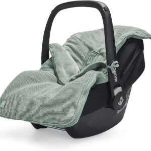 jollein footmuff basic knit forest green for baby car seat group 0+ and pushchairs for 3 point and 5 point harness knitting pattern and fleece lining green