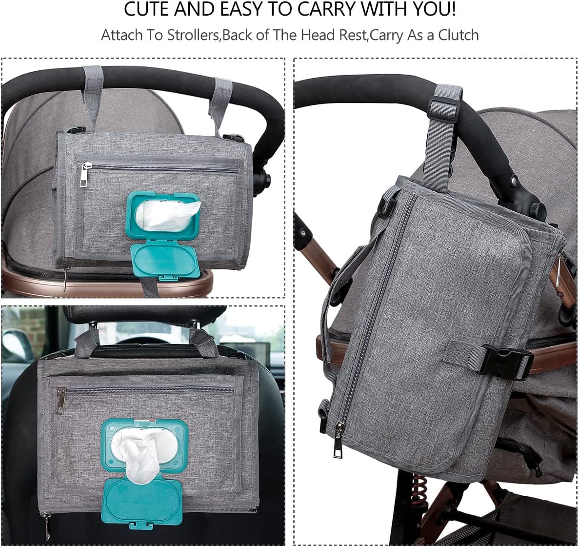 bebamour portable nappy changing mats with wipes pocket travel baby changing pads with head cushion for infants waterproof diaper changing pads newborn essentials, grey bebamour portable nappy changing mats with wipes pocket travel baby changing pads with head cushion for infants waterproof diaper changing pads newborn essentials, grey