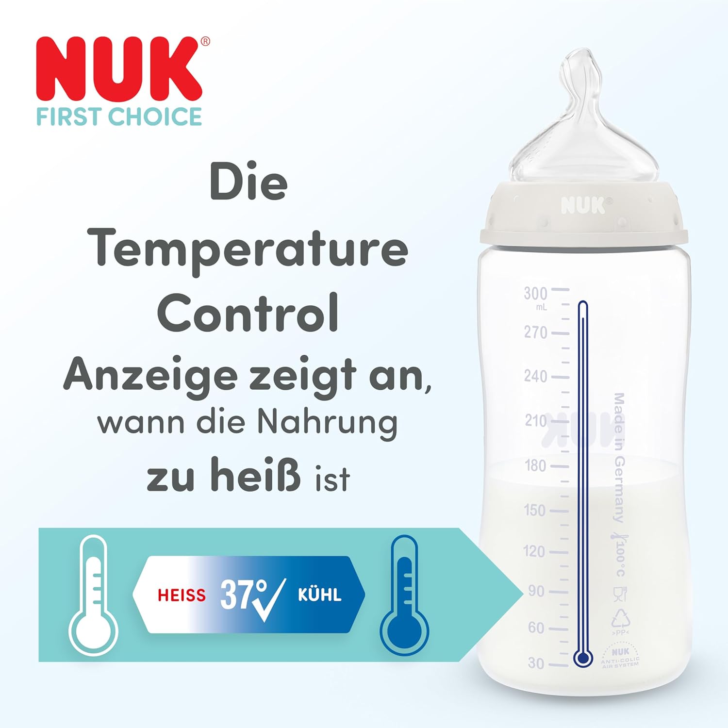 nuk first choice baby bottles, 0 3+ months, 150 ml & 300 ml, anti colic drinking bottle, pp, temperature control display, koala, pack of 4 nuk first choice baby bottles, 0 3+ months, 150 ml & 300 ml, anti colic drinking bottle, pp, temperature control display, koala, pack of 4