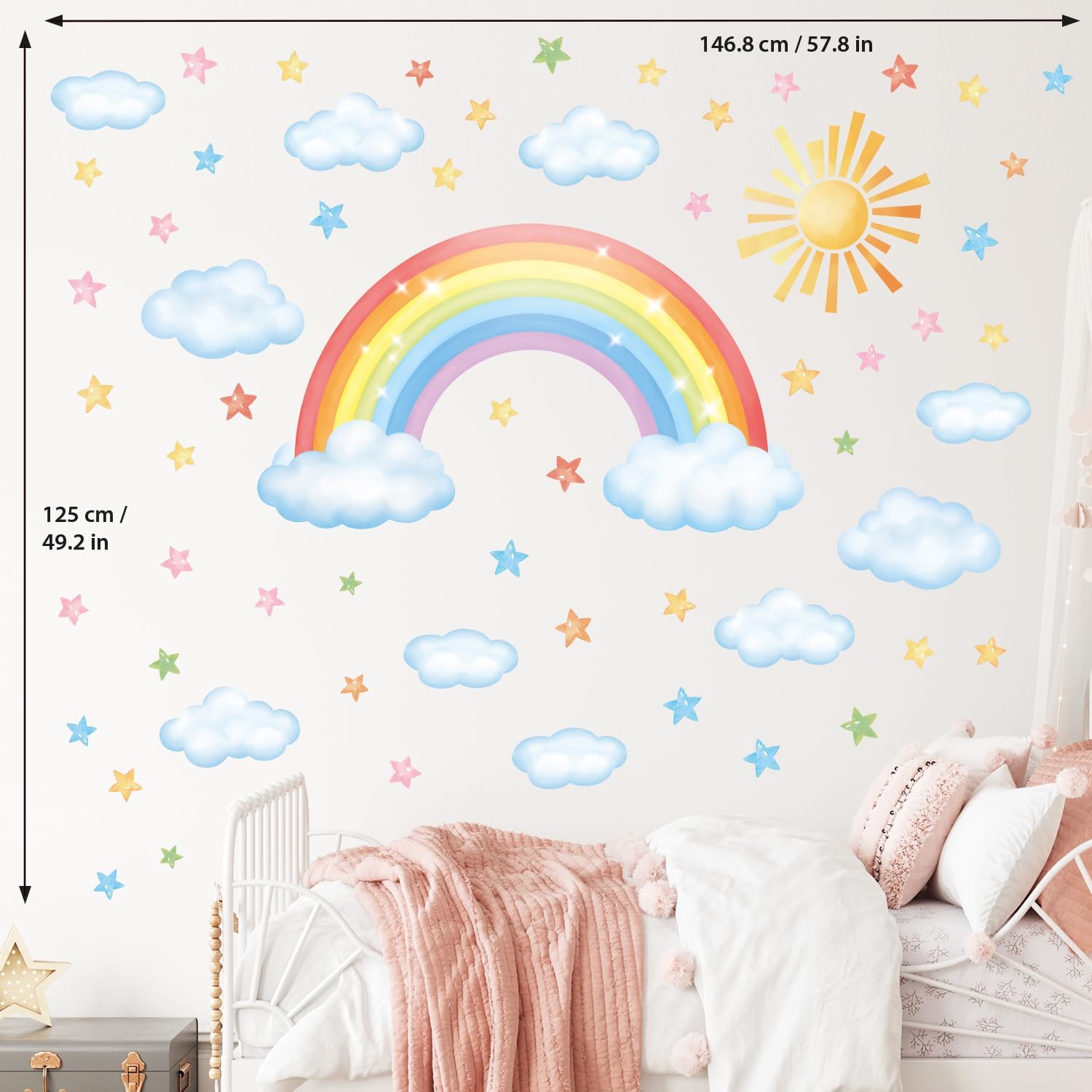 decowall sg3 2314 large rainbow cloud stars wall stickers sun clouds star decals removable for baby kids nursery girls bedroom living room wall décor decowall sg3 2314 large rainbow cloud stars wall stickers sun clouds star decals removable for baby kids nursery girls bedroom living room wall décor