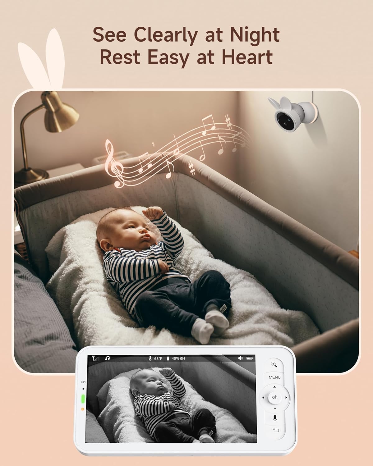 arenti 2.5k 5ghz wifi baby monitor with camera and night vision,5'' display,pan tilt,3350mah battery,2 way talk,6 color night light,long range,remote control arenti 2.5k 5ghz wifi baby monitor with camera and night vision,5'' display,pan tilt,3350mah battery,2 way talk,6 color night light,long range,remote control