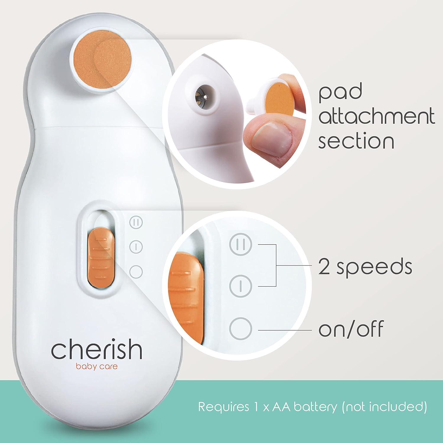cherish baby care award winning electric baby nail file automatic safety stop, baby nail file electric with 4 filing pads from 0 to 12+ months, includes travel case cherish baby care award winning electric baby nail file automatic safety stop, baby nail file electric with 4 filing pads from 0 to 12+ months, includes travel case