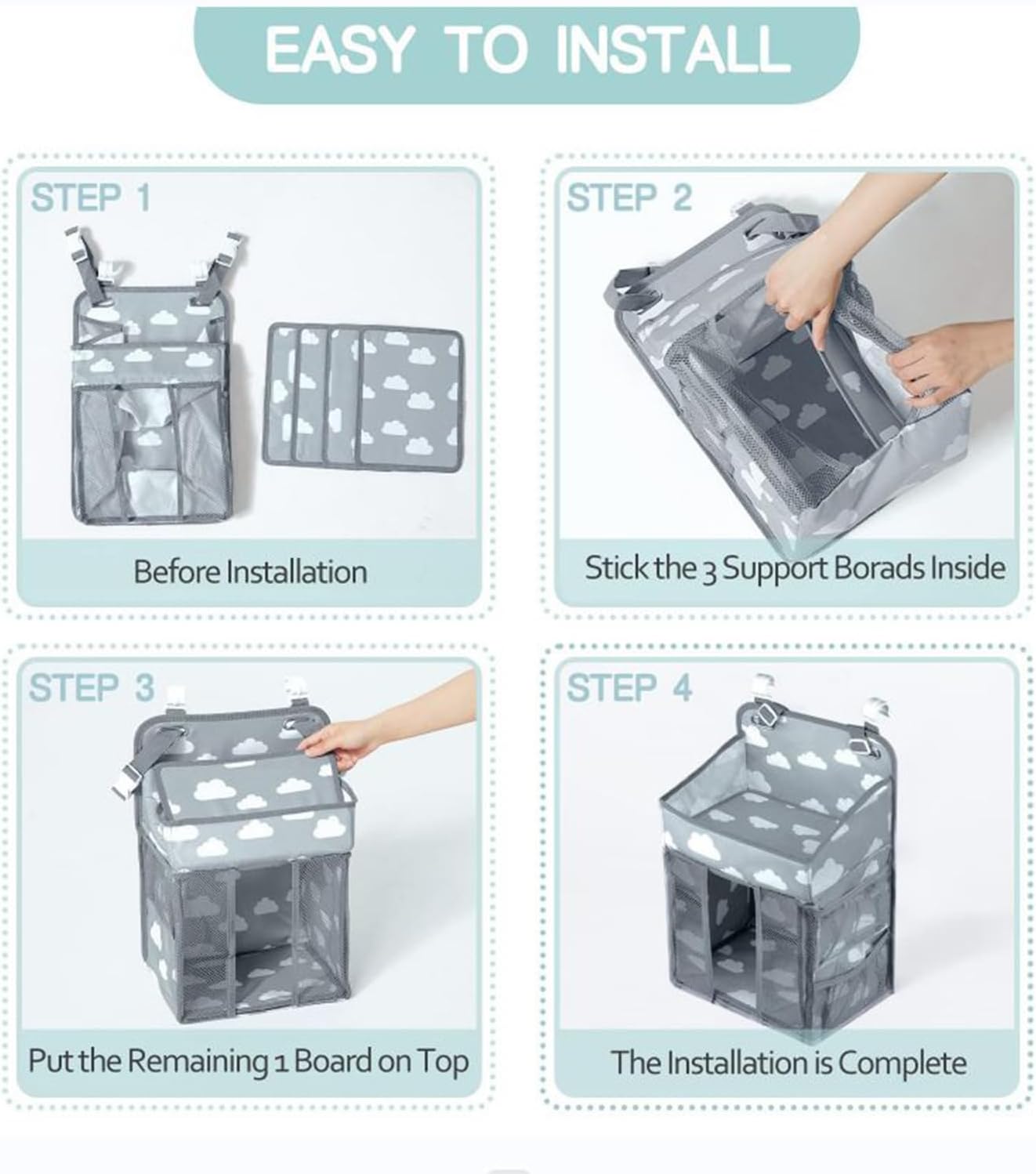 diaper holder crib waterproof baby organizer for nursery, stable storage stacker, adjustable multi pocket storage, portable crib accessories for diapers, wipes, bottles, clothes, toys diaper holder crib waterproof baby organizer for nursery, stable storage stacker, adjustable multi pocket storage, portable crib accessories for diapers, wipes, bottles, clothes, toys