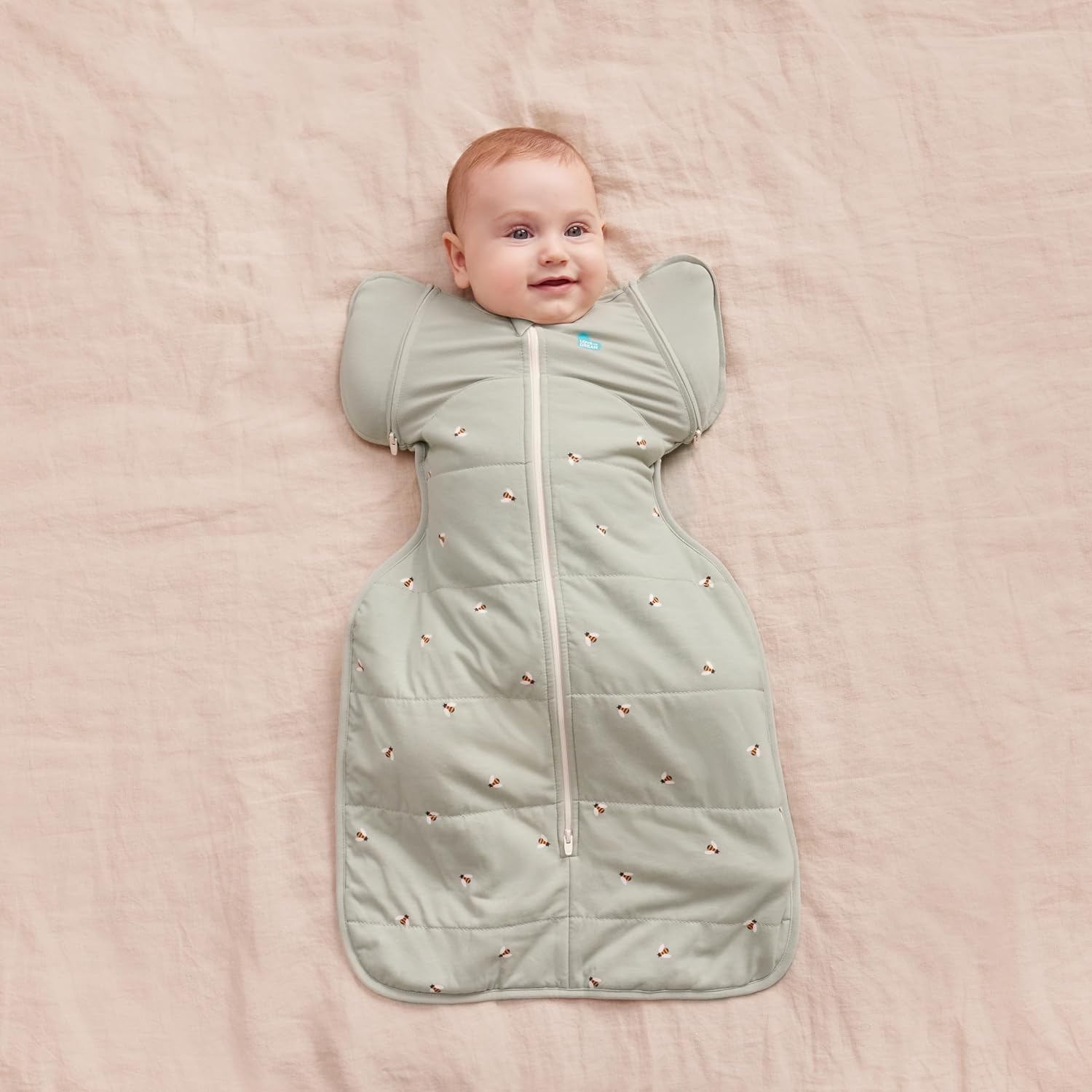 love to dream™ swaddle up™ transition bag, large 8.5 11 kg, bees olive, snug fit, zip off wings, 2.5 tog for 16 20°c temp, machine washable quilted stretch cotton, 2 zips, easy nappy change love to dream™ swaddle up™ transition bag, large 8.5 11 kg, bees olive, snug fit, zip off wings, 2.5 tog for 16 20°c temp, machine washable quilted stretch cotton, 2 zips, easy nappy change