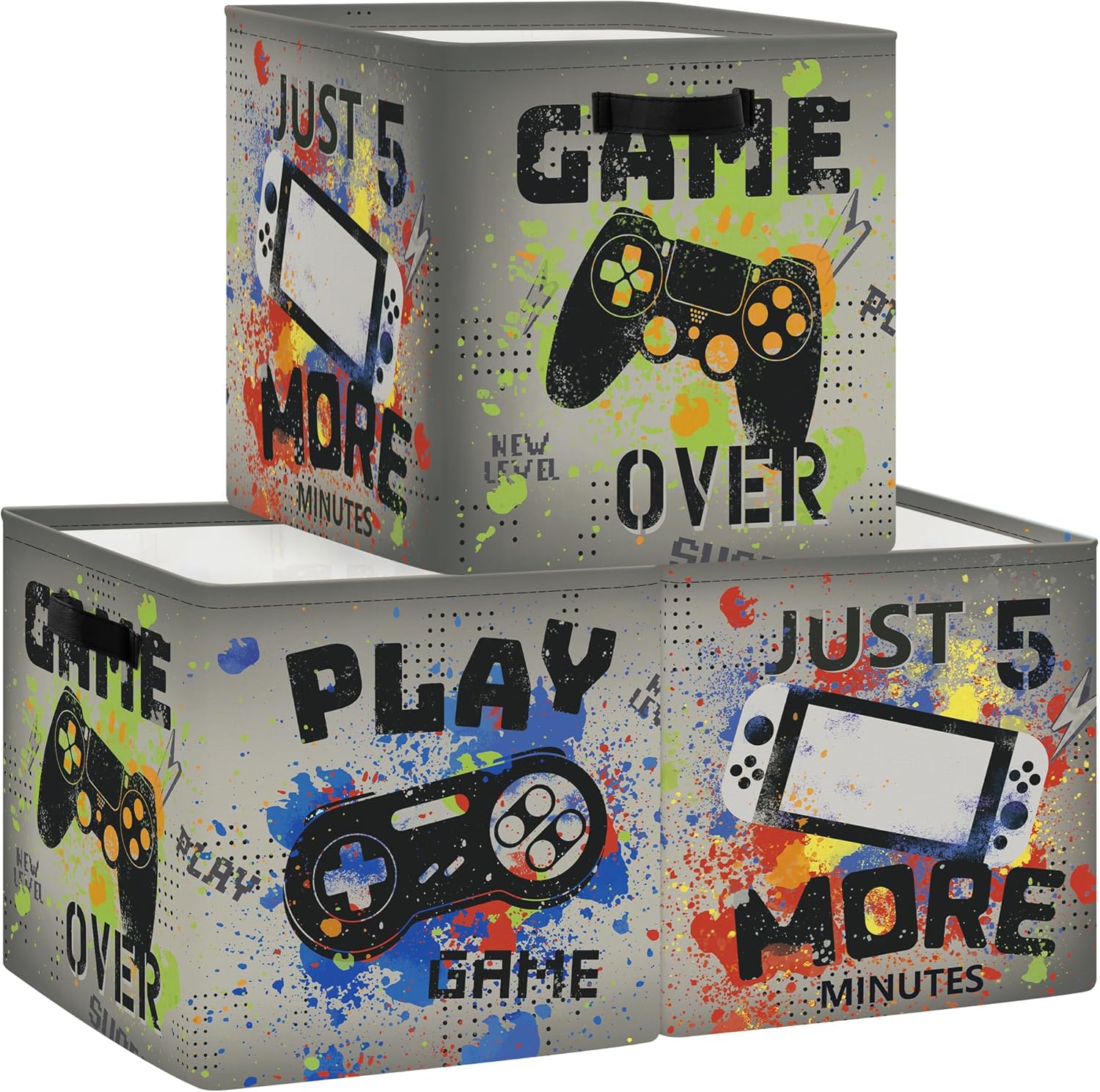 clastyle video games kid storage cube organizer set closet clothes cube storage bin nursery toddler baby toy box chest boys book shelf basket, gamepad, 11.8x11.8x11.8 in clastyle video games kid storage cube organizer set closet clothes cube storage bin nursery toddler baby toy box chest boys book shelf basket, gamepad, 11.8x11.8x11.8 in