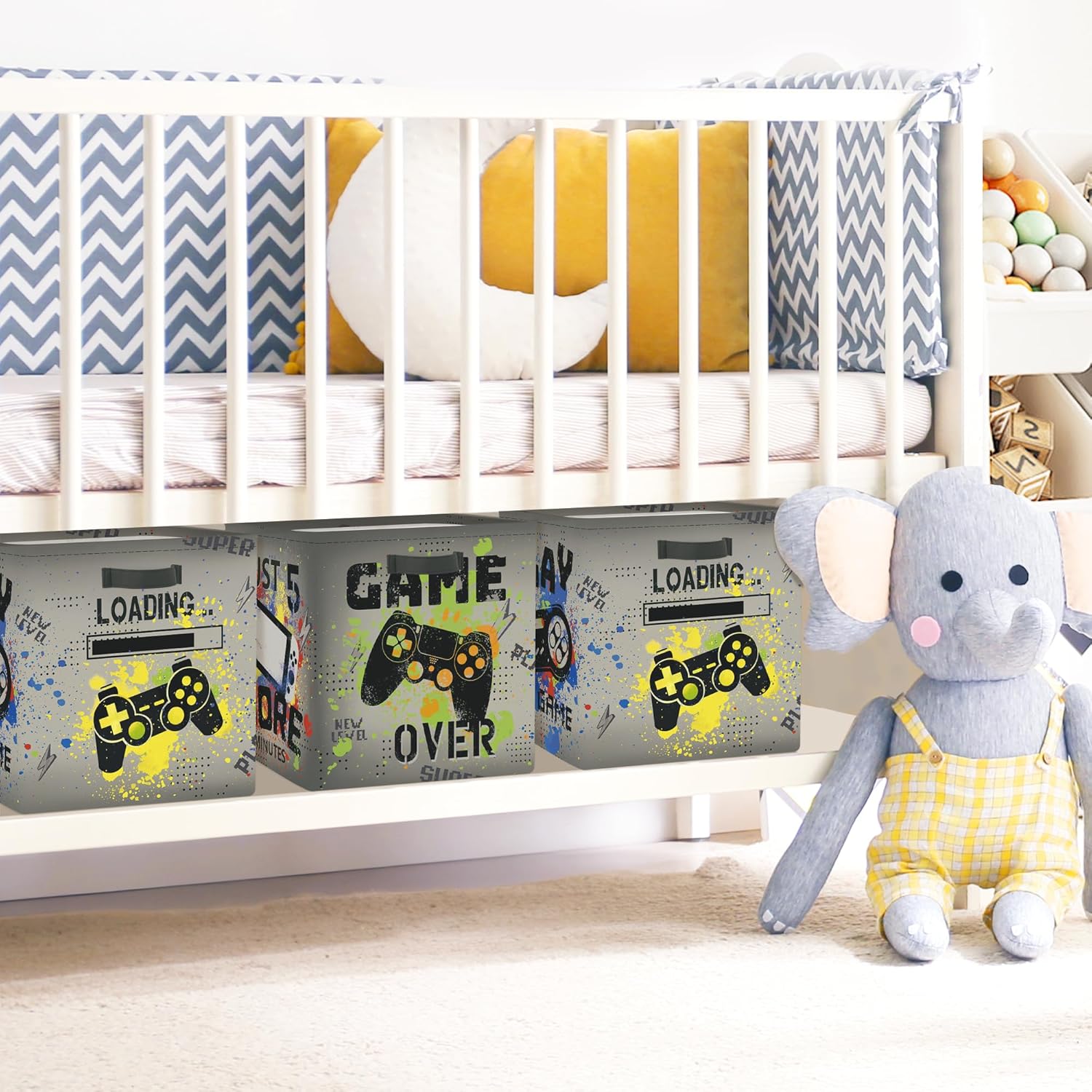 clastyle video games kid storage cube organizer set closet clothes cube storage bin nursery toddler baby toy box chest boys book shelf basket, gamepad, 11.8x11.8x11.8 in clastyle video games kid storage cube organizer set closet clothes cube storage bin nursery toddler baby toy box chest boys book shelf basket, gamepad, 11.8x11.8x11.8 in