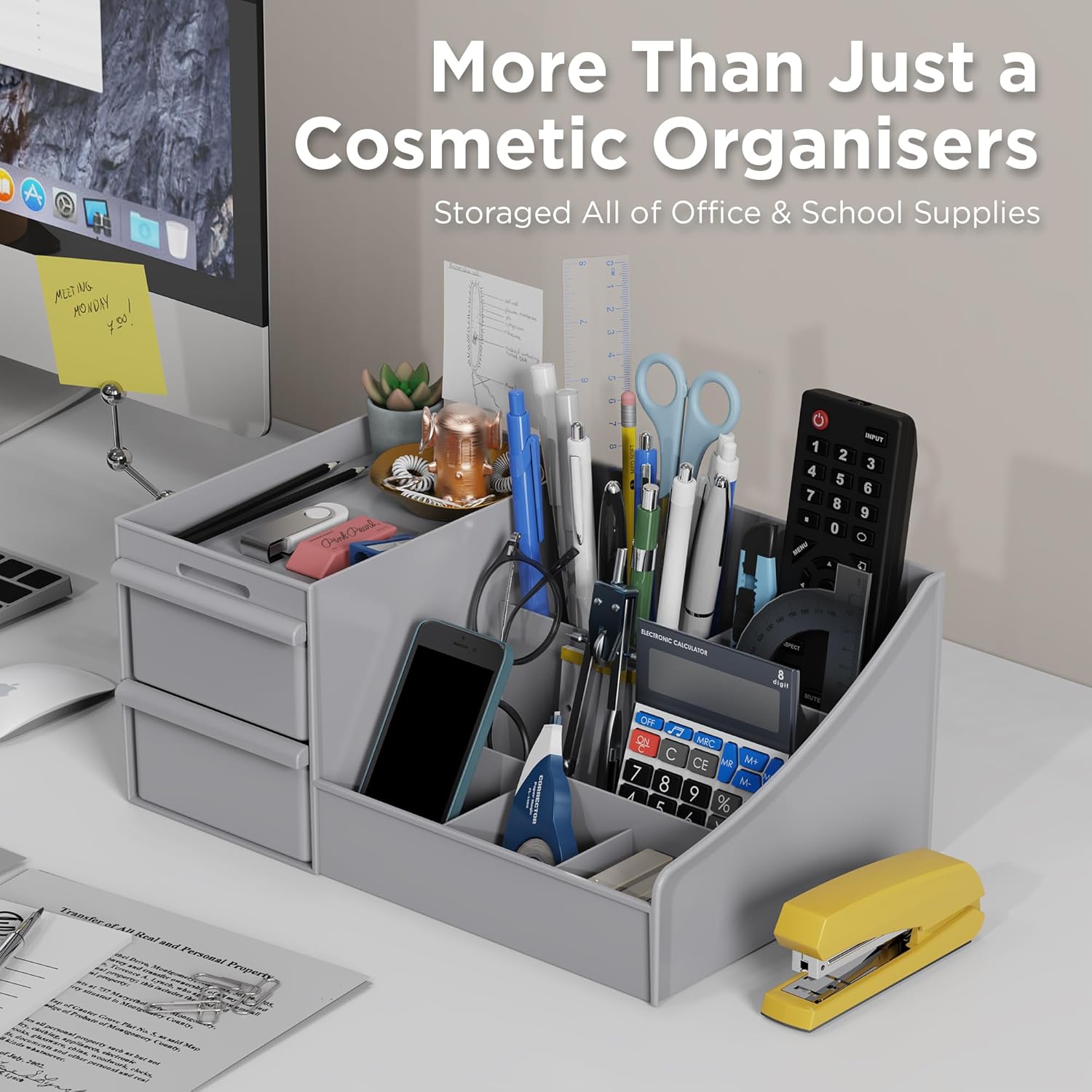 makeup organizer storage drawers, large capacity cosmetic organisers for lipsticks, jewelry, nail care, skincare organiser for vanity, ideal desk organizer for dresser and bathroom (grey) makeup organizer storage drawers, large capacity cosmetic organisers for lipsticks, jewelry, nail care, skincare organiser for vanity, ideal desk organizer for dresser and bathroom (grey)