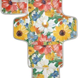 reusable baby changing mat oil painting colorful flowers with pocket changing mat travel station kit