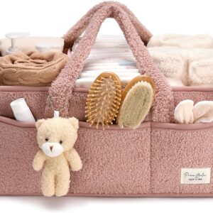 perabella baby diaper caddy organizer for changing table, baby storage basket for diapers and baby wipes, gift for baby shower, car caddy organizer, nursery diaper organizer, portable diaper storage