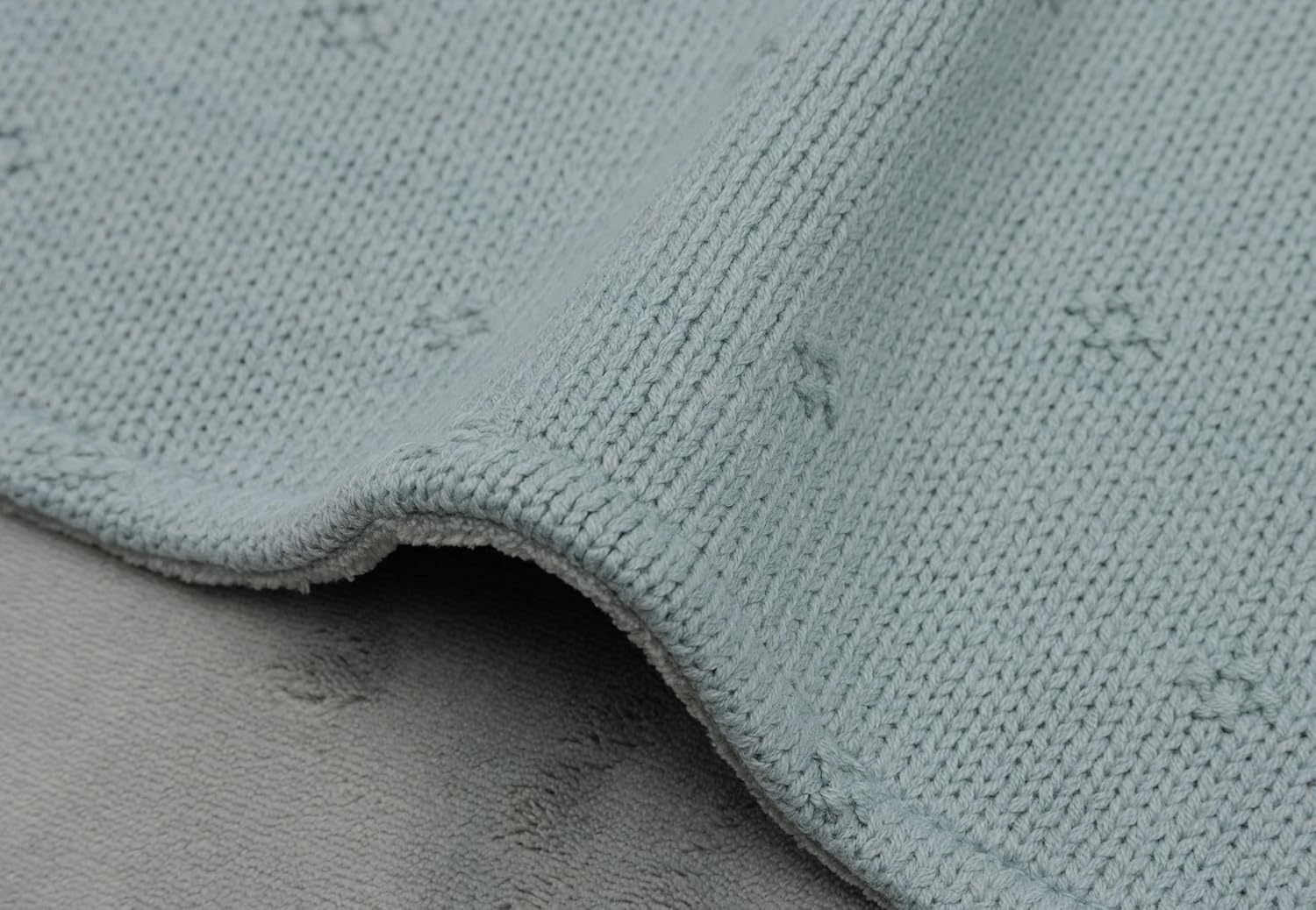jollein cosy knit baby blanket, sea green velvet, 100 x 150 cm, 60% cotton, 40% acrylic, inner 100% polyester, cot, 2.0 tog, oeko tex certified, knitted pattern jollein cosy knit baby blanket, sea green velvet, 100 x 150 cm, 60% cotton, 40% acrylic, inner 100% polyester, cot, 2.0 tog, oeko tex certified, knitted pattern