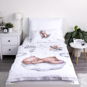 theonoi children's bed linen 100 x 135 cm toddler baby bed linen set cotton duvet cover oeko tex standard for boys and girls bear teddy