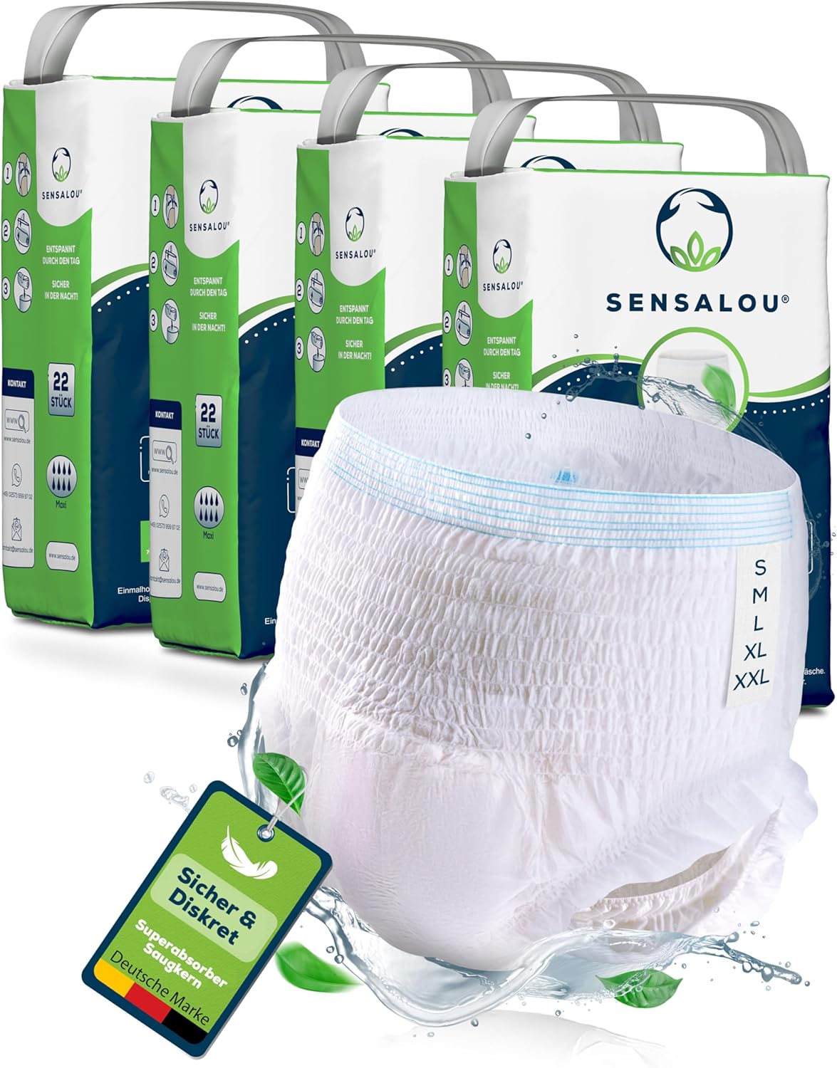 sensalou adult incontinence pants xl 88 pack – pull up disposable underwear for men & women – 3220ml heavy absorbency diapers – extra large size 130 170 cm waist – unisex protection for bladder leaks sensalou adult incontinence pants xl 88 pack – pull up disposable underwear for men & women – 3220ml heavy absorbency diapers – extra large size 130 170 cm waist – unisex protection for bladder leaks
