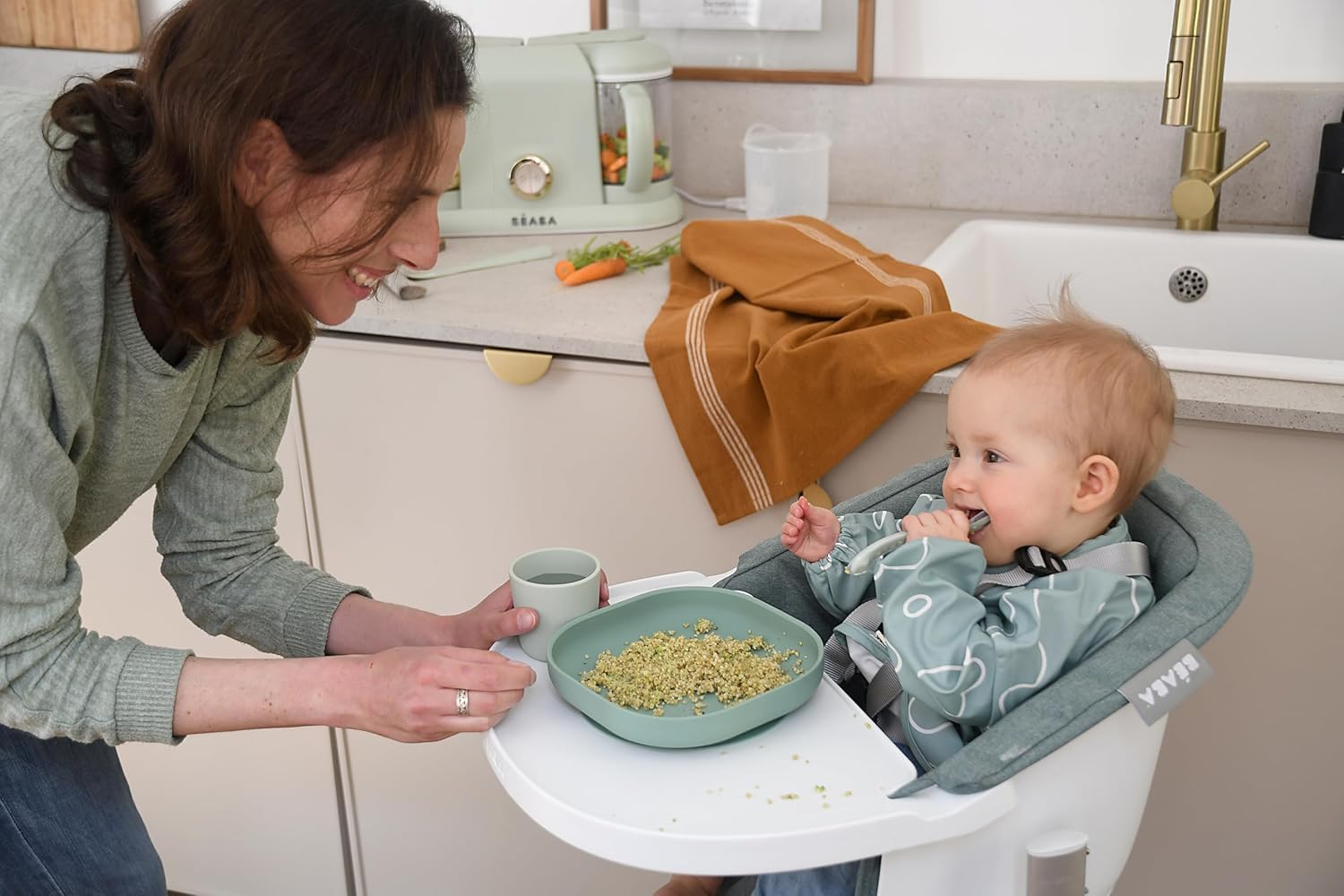bÉaba, silicone baby food dinnerware set with suction cup non slip 4 piece plate bowl glass spoon healthy sustainable silicone dishwasher safe microwave safe sage green bÉaba, silicone baby food dinnerware set with suction cup non slip 4 piece plate bowl glass spoon healthy sustainable silicone dishwasher safe microwave safe sage green