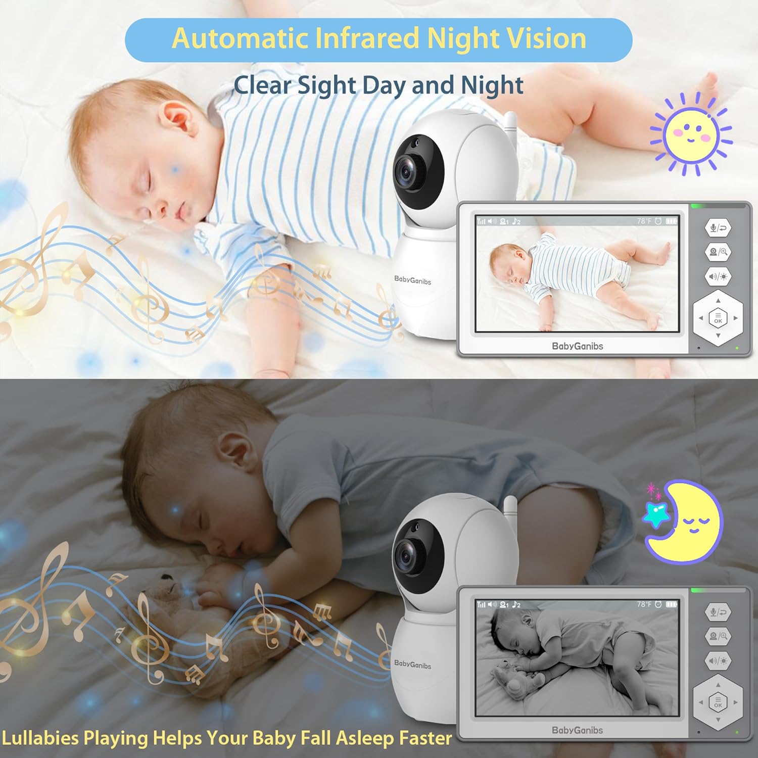 baby monitor with camera and audio, 4.3'' video baby monitor with 1000ft long range and 30 hour battery, baby monitor no wifi, remote pan tilt zoom, night vision, eco mode, 2 way talk baby monitor with camera and audio, 4.3'' video baby monitor with 1000ft long range and 30 hour battery, baby monitor no wifi, remote pan tilt zoom, night vision, eco mode, 2 way talk