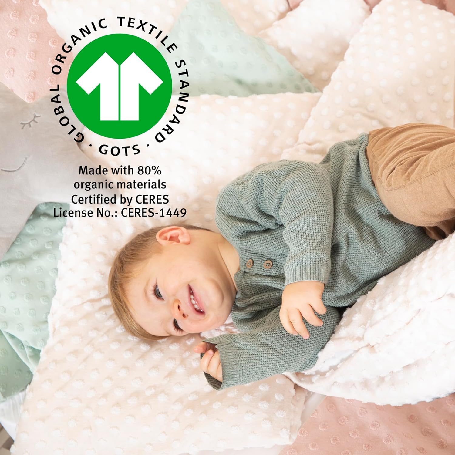 roba frosty almond baby blanket 80 x 80 cm – organic cotton cuddly blanket – gots & oeko tex 100 certified – embossed polka dot design – beige roba frosty almond baby blanket 80 x 80 cm – organic cotton cuddly blanket – gots & oeko tex 100 certified – embossed polka dot design – beige
