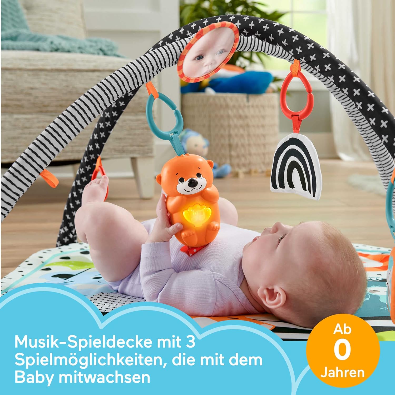 fisher price tierfreunde hpf39 contrast play mat, play arch with music and light, crawling blanket for baby, for playing in the prone position, baby equipment, from birth fisher price tierfreunde hpf39 contrast play mat, play arch with music and light, crawling blanket for baby, for playing in the prone position, baby equipment, from birth