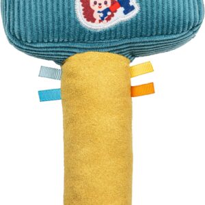 lilliputiens baby rattle hammer leon the hedgehog sensory toy for playful learning blue and yellow 15 cm from 3 months 83596