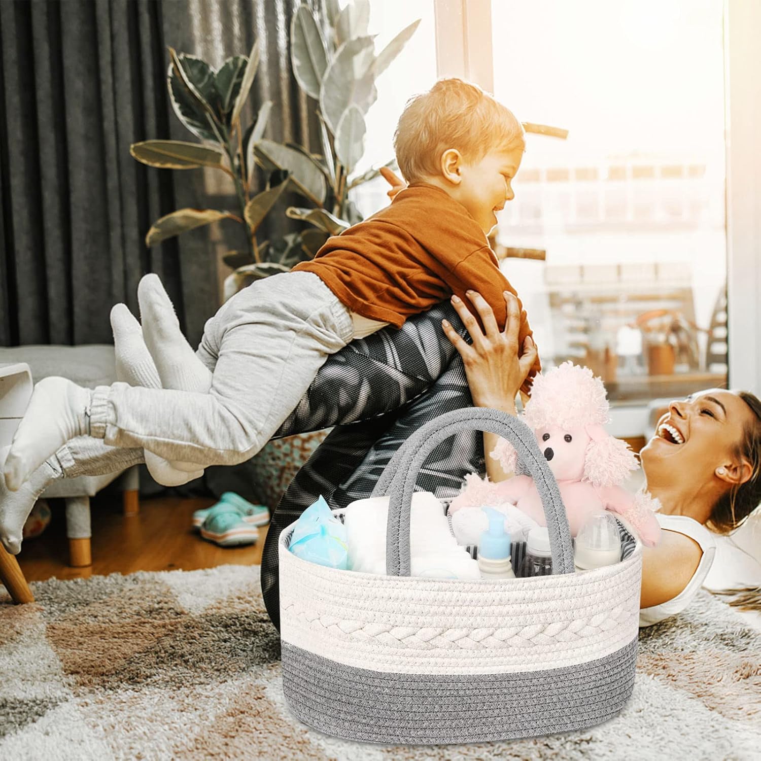 nappy caddy organiser, diaper caddy baby essentials for newborn,multifunctional nappy caddy organiser portable nursery storage basket with changeable compartments,cotton woven rope nappy caddy organiser, diaper caddy baby essentials for newborn,multifunctional nappy caddy organiser portable nursery storage basket with changeable compartments,cotton woven rope