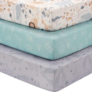 cot bed sheets 140 x 70 cm fitted super soft & breathable toddler bed sheets cozy baby cot sheets 3 pack apricot green gray elephant