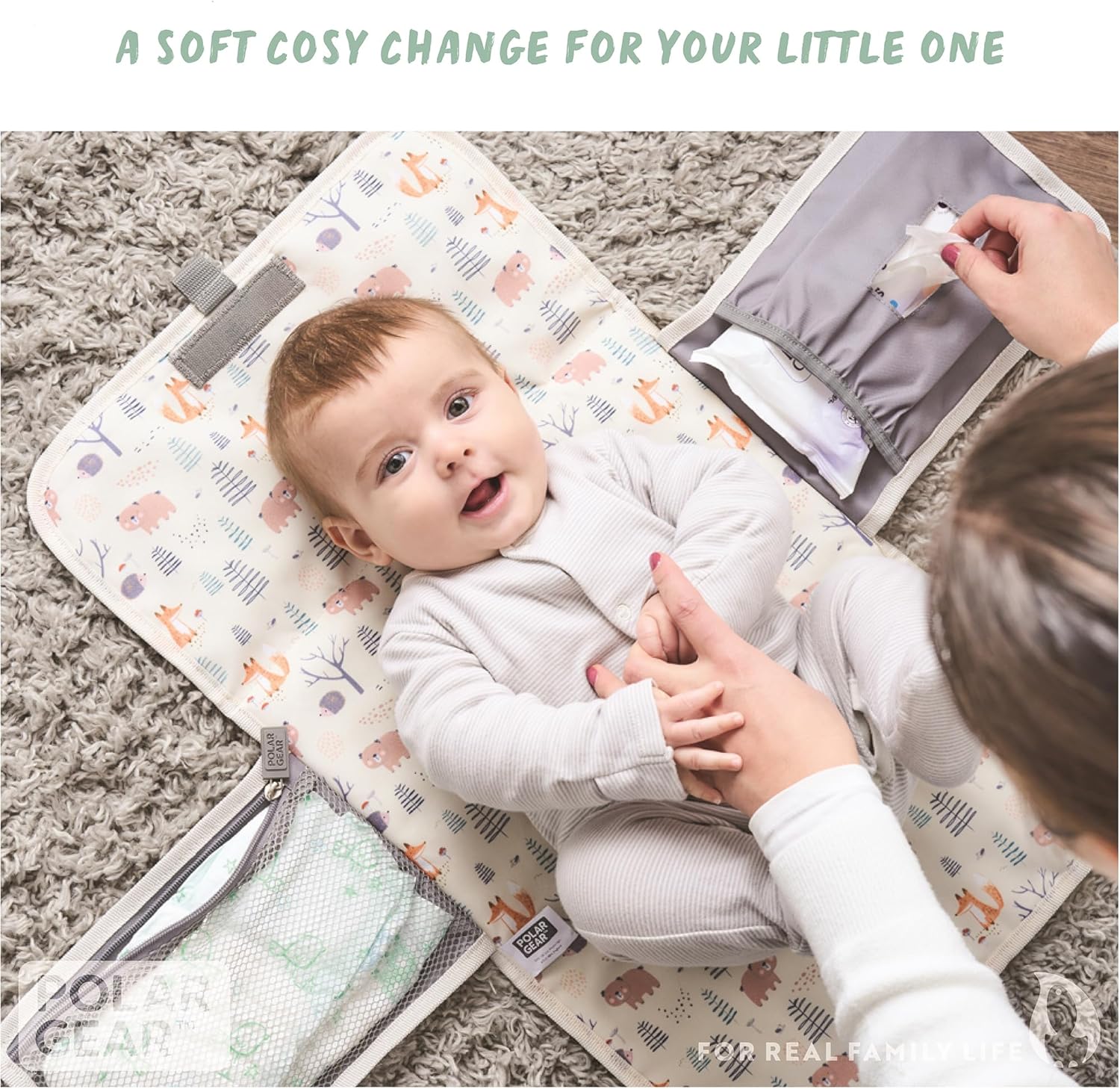 polar gear portable baby changing mat with winged pockets for wipes and nappies | machine washable travel changing mat with front storage pocket buggy handle & clip | new born baby essentials polar gear portable baby changing mat with winged pockets for wipes and nappies | machine washable travel changing mat with front storage pocket buggy handle & clip | new born baby essentials