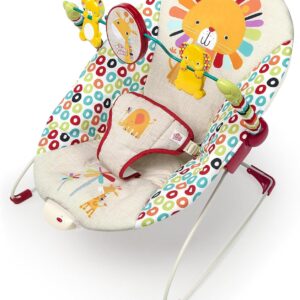 bright starts, playful pinwheels baby rocker with vibrations, removable play arch and interactive toys
