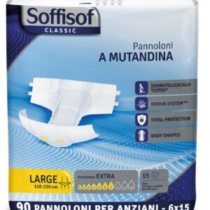 soffisof classic adult diapers extra l 90x adult nappies 6 packs of 15 disposable incontinence briefs up to 7 drops absorbency for men and women