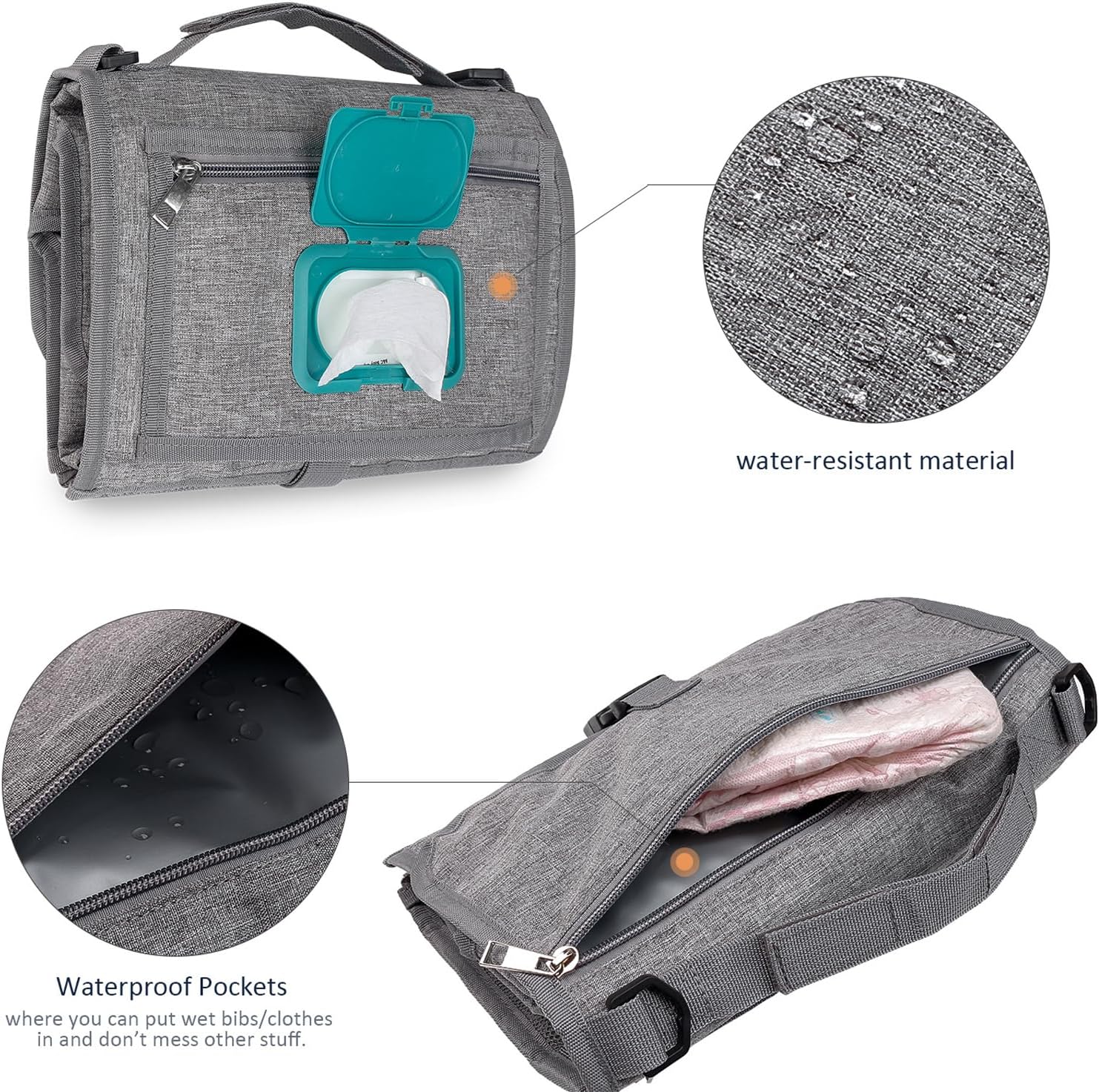 bebamour portable nappy changing mats with wipes pocket travel baby changing pads with head cushion for infants waterproof diaper changing pads newborn essentials, grey bebamour portable nappy changing mats with wipes pocket travel baby changing pads with head cushion for infants waterproof diaper changing pads newborn essentials, grey
