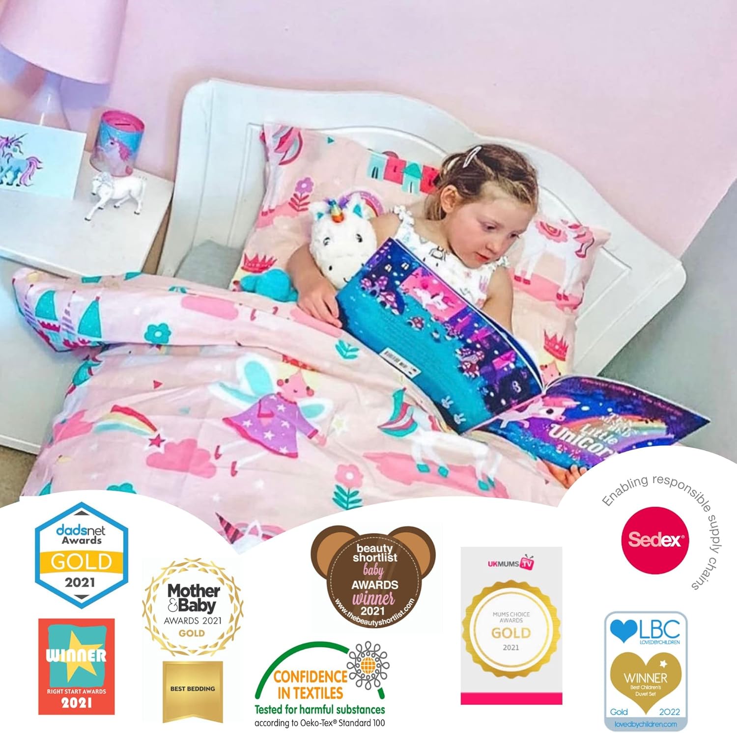 bloomsbury mill – cot bed duvet cover and pillow case set for girls unicorn, princess & rainbow girls bedding set reversible toddler bedding for kids 120 x 150 cm bloomsbury mill – cot bed duvet cover and pillow case set for girls unicorn, princess & rainbow girls bedding set reversible toddler bedding for kids 120 x 150 cm