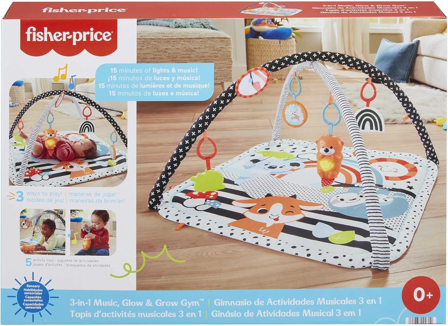 fisher price tierfreunde hpf39 contrast play mat, play arch with music and light, crawling blanket for baby, for playing in the prone position, baby equipment, from birth fisher price tierfreunde hpf39 contrast play mat, play arch with music and light, crawling blanket for baby, for playing in the prone position, baby equipment, from birth