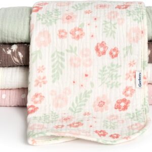 gerber baby unisex muslin burp cloths 5 pack, multi pink floral, large size 20" x 10"