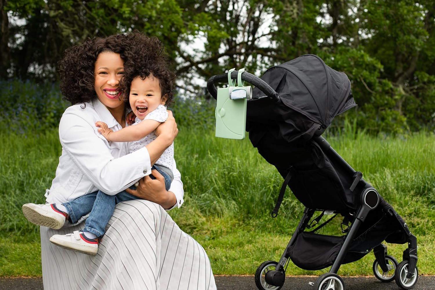 ubbi on the go baby wipes dispenser, portable wipes container for travel, nappy bag accessory must have for newborns, reusable wipes holder, sage green ubbi on the go baby wipes dispenser, portable wipes container for travel, nappy bag accessory must have for newborns, reusable wipes holder, sage green