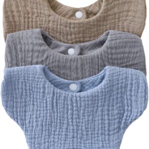 3 pieces newborn baby drool bibs, cotton burp cloths, soft and comfortable saliva cloth for toddlers, total 6 layer burp cloth for newborn