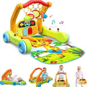 move2play, 4 in 1 baby play mat & activity centre gym | walker | infant toy for tummy time | birthday gift for 3, 4, 5, 6, 7, 8, 9, 10, 12+ months old boys & girls (yellow)
