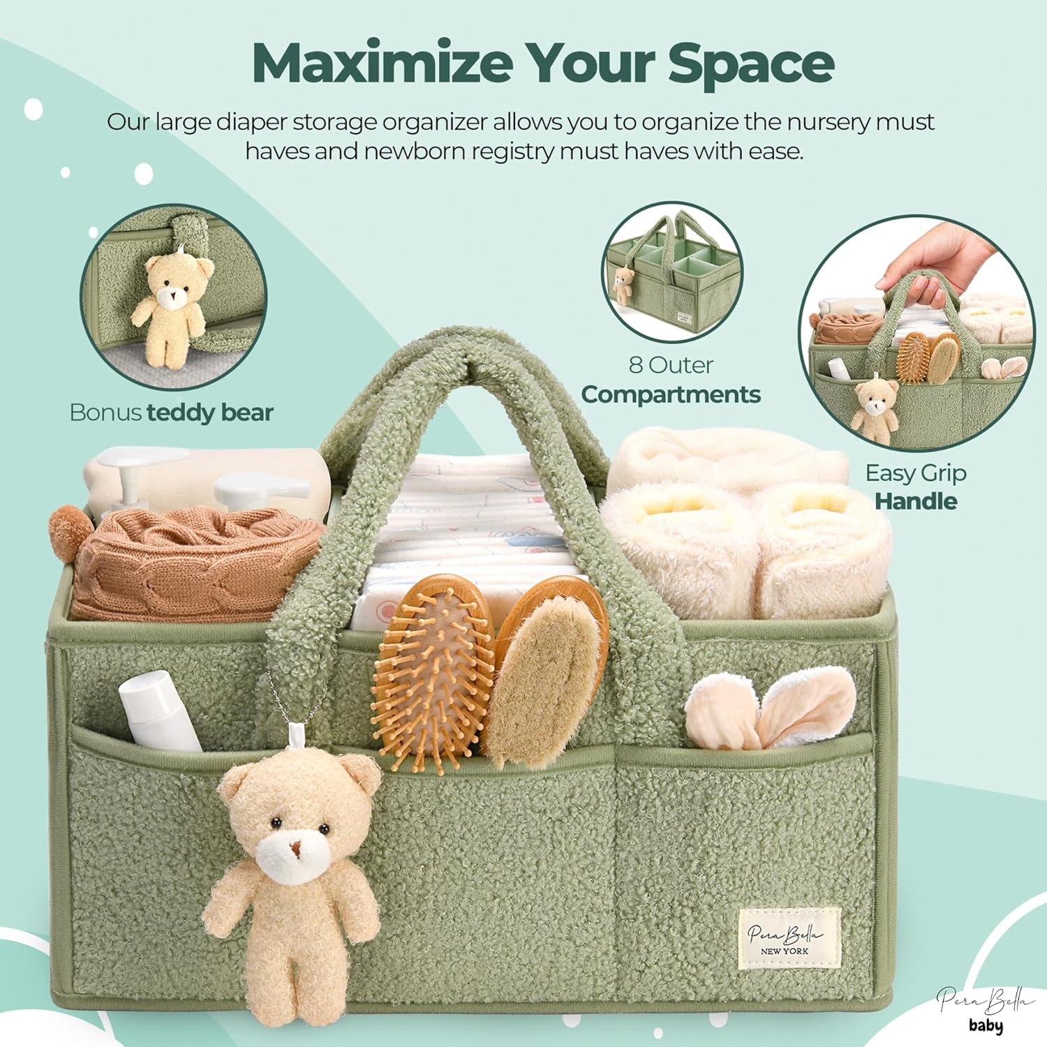 perabella baby diaper caddy organizer for changing table, baby storage basket for diapers and baby wipes, gift for baby shower, car caddy organizer, nursery diaper organizer, portable diaper storage perabella baby diaper caddy organizer for changing table, baby storage basket for diapers and baby wipes, gift for baby shower, car caddy organizer, nursery diaper organizer, portable diaper storage