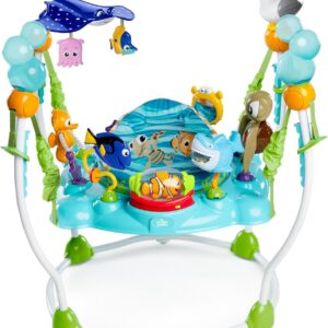 bright starts, disney baby, finding nemo jumping and play centre with play station with lights and music, 13 activity toy, 360° rotating seat, height adjustable, children from 6 months