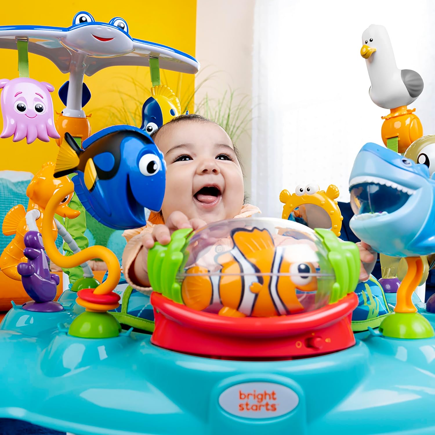 bright starts, disney baby, finding nemo jumping and play centre with play station with lights and music, 13 activity toy, 360° rotating seat, height adjustable, children from 6 months bright starts, disney baby, finding nemo jumping and play centre with play station with lights and music, 13 activity toy, 360° rotating seat, height adjustable, children from 6 months