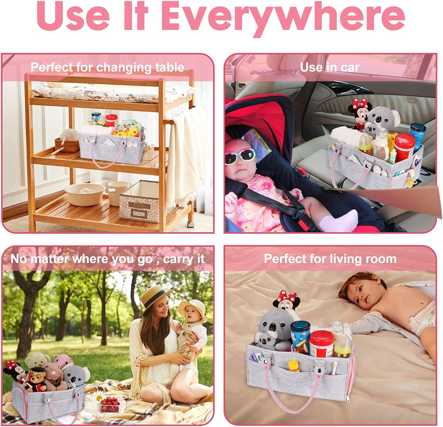 baby diaper caddy organizer for girl boy large nursery storage bin basket portable holder tote bag for changing table and car baby shower gifts newborn essentials baby registry must haves items baby diaper caddy organizer for girl boy large nursery storage bin basket portable holder tote bag for changing table and car baby shower gifts newborn essentials baby registry must haves items