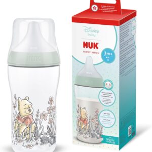 nuk perfect match learner baby bottle | 6+ months | 260ml | anti spill feeding bottle with spout for toddlers | non slip handles | winnie the pooh | 1 piece
