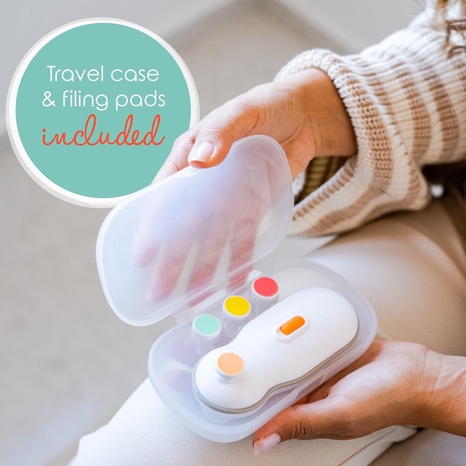 cherish baby care award winning electric baby nail file automatic safety stop, baby nail file electric with 4 filing pads from 0 to 12+ months, includes travel case cherish baby care award winning electric baby nail file automatic safety stop, baby nail file electric with 4 filing pads from 0 to 12+ months, includes travel case