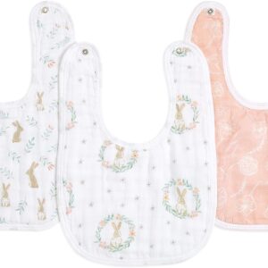 aden + anais lätzchen mit druckknöpfen aden essential bib with poppers, 100% cotton muslin, minnie rainbows, 3 pieces (pack of 3) girl