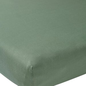 meyco baby plain fitted sheet for cot bed (flat sheet with soft jersey quality, made from 100% cotton, perfect fit thanks to elasticated edging, breathable, dimensions: 60 x 120 cm), forest green