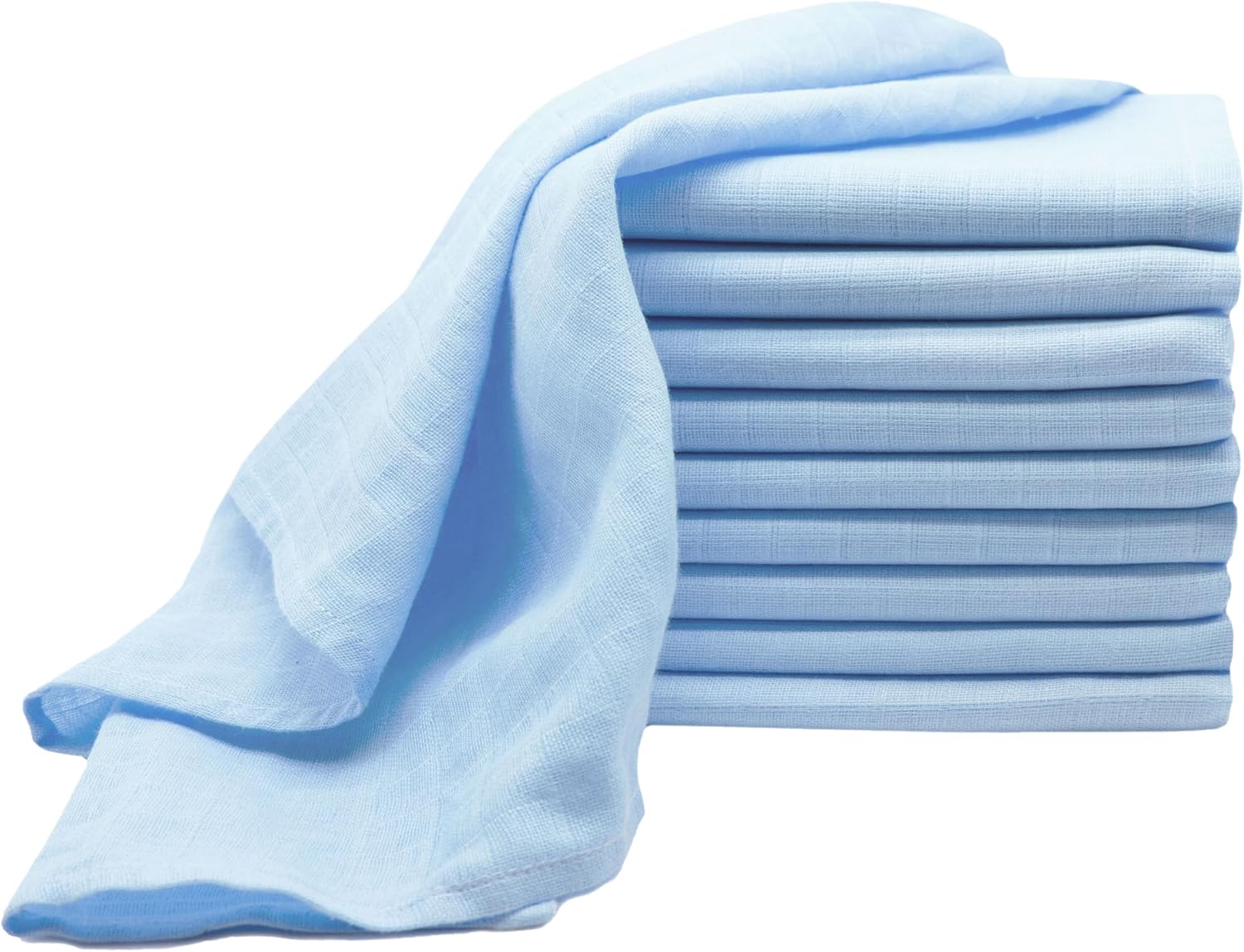 zollner muslin burp cloths, muslin nappies, 70 x 70 cm, cotton, light blue, set of 10 zollner muslin burp cloths, muslin nappies, 70 x 70 cm, cotton, light blue, set of 10